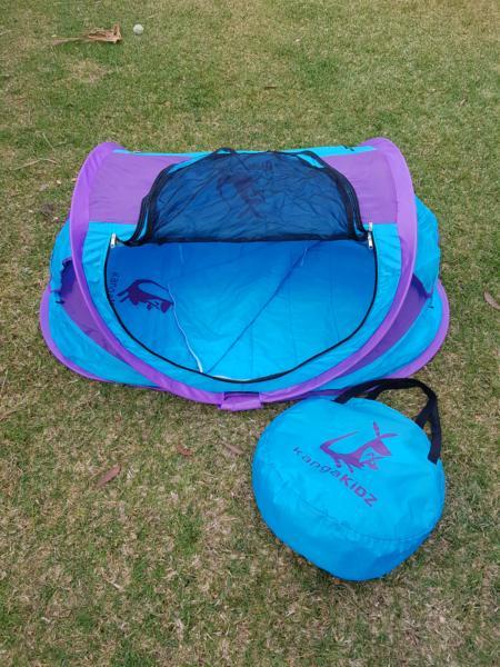Kids pop up tent with sleeping bag - barely used