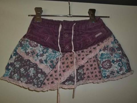 Minihaha girls patchwork corduroy skirt EXC COND size 1