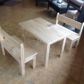 Kids table and 2 benches