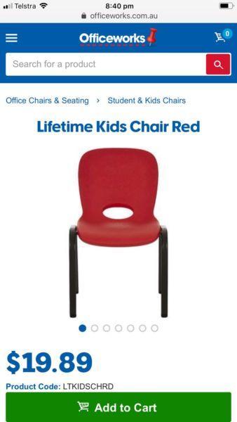 Lifetime kids chair Red brand new