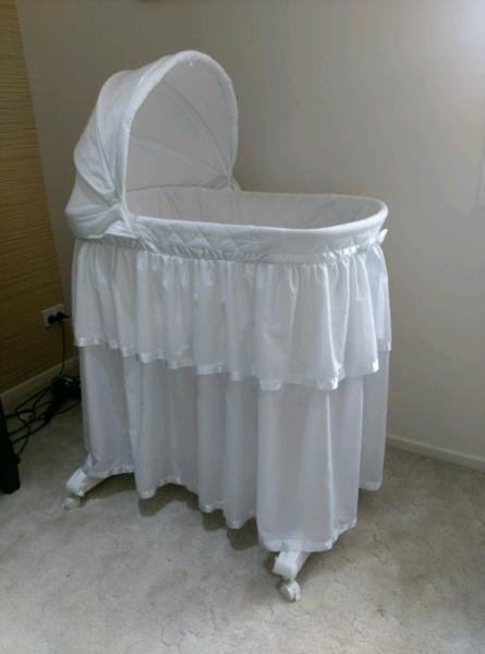 Pure White Baby Bassinet With Hood