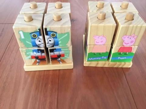 Wooden Thomas & Peppa Pig Wooden Stacking Puzzles