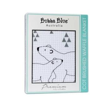 NEW Bubba Blue White Polar Bear Cot Brushed Cotton Waffle Blanket