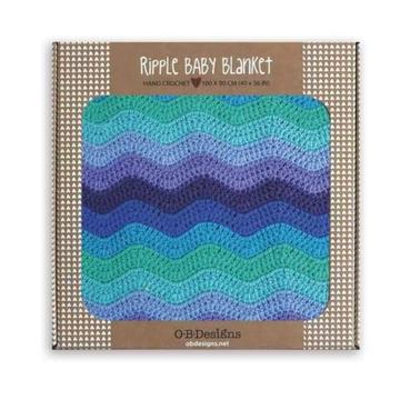 NEW O.B. OB Designs Hand Crochet Ripple Baby Blanket Blue