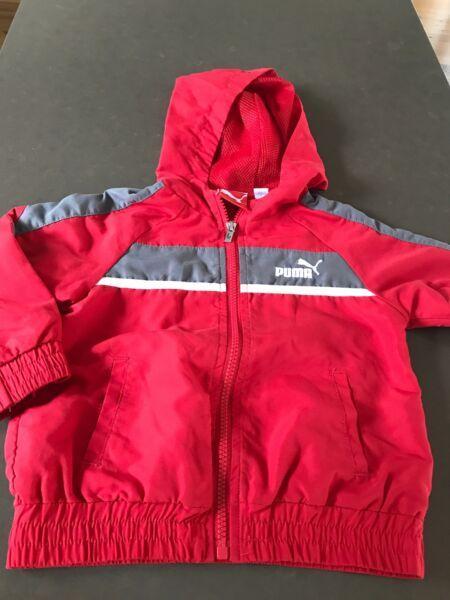 Boys size 3 Puma red light weight hooded zip jacket