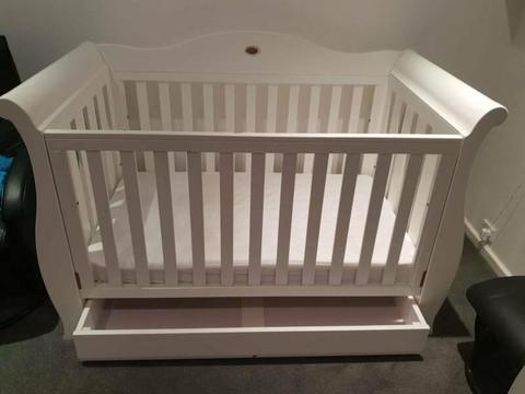 Boori White Cot and Nursery/ Furniture set