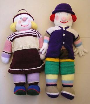 Dolls - Hand Knitted - Almost Life Size - Excellent Condition