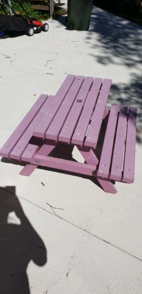 Purple kids wooden picnic Bench