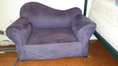 Purple Kids Velour 2 Seater Sofa