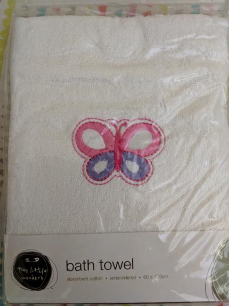 Brand new Baby bath embroidered towel