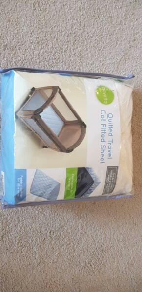 BNIB NEW Playette Quilted Fitted Portacot Travel Cot Sheet