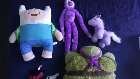 Various toys. Adventure Time, Teenage Mutant Ninja Turtles