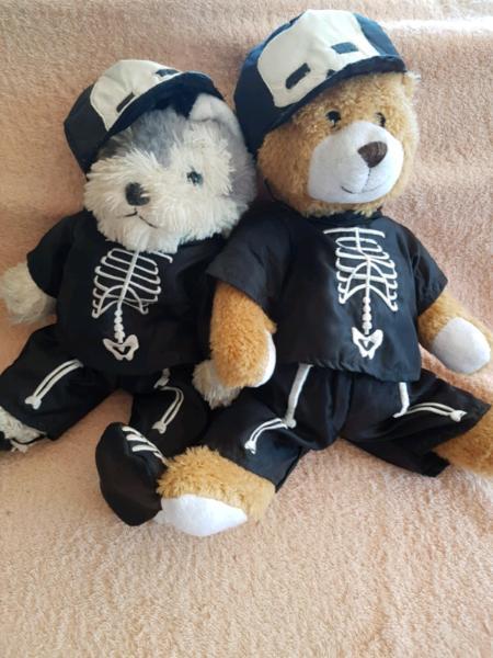 Build a bear. Halloween skeleton suits