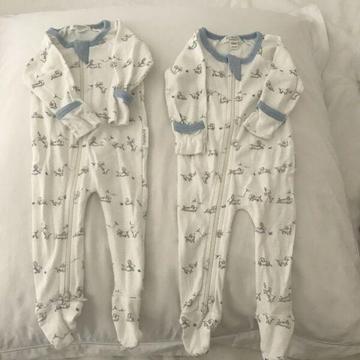 4 x Purebaby Newborn (0000) suits (NEW - never worn)