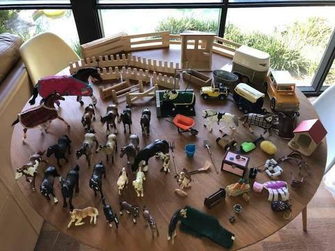 Toy horses and deluxe wooden stables