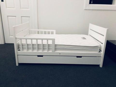 White Toddler Bed with Drawers - Mother's Choice