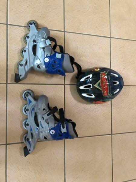 Children's Size 31 -34 Roller blades / Inline Skates and Helmet