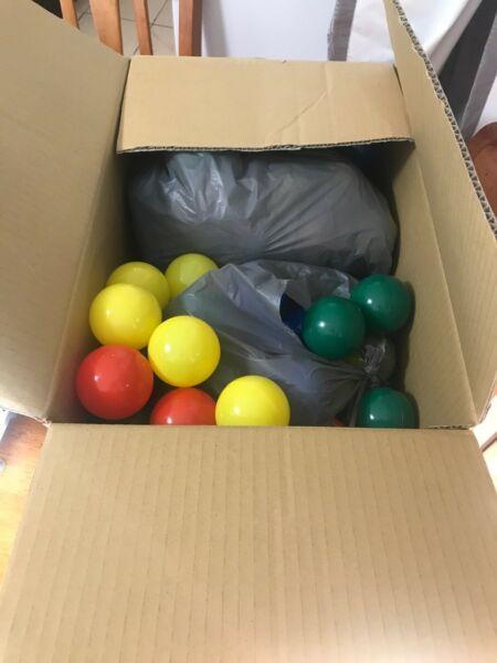Box of kids coloured balls
