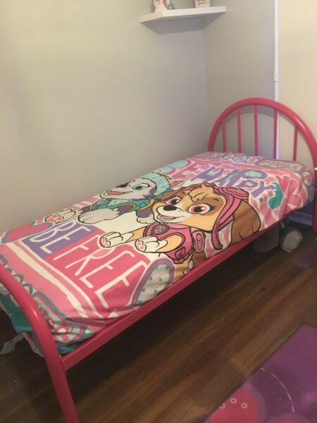 Girls single bed frame and mattress