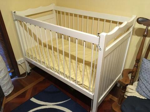 Wooden cot and change table