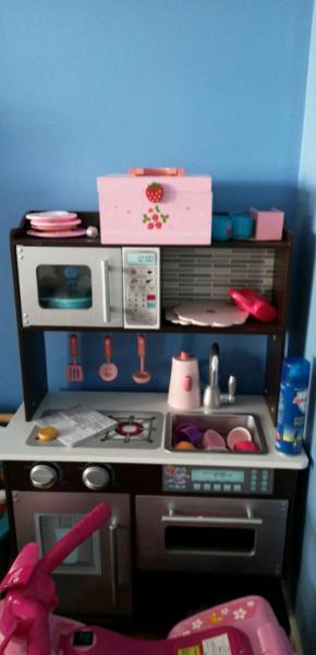 Wooden toy kitchen with all accessories