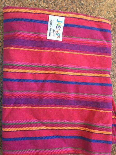 Jazsling- baby wearing: perfect pouch: size small- bright stripes