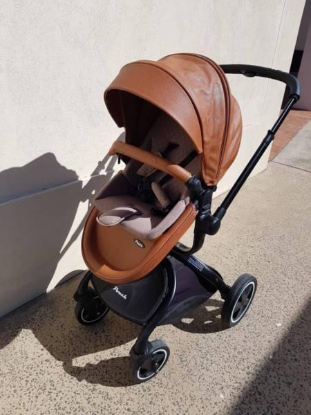Brown Leather Pouch Pram