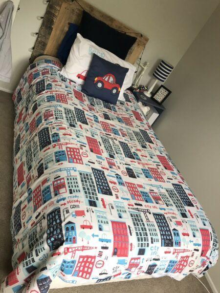 Boys bedroom double quilt plus decorator cushion from Pillow Talk