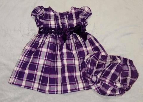 Girls party dress - purple check - size 18months