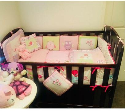 Birdhouse pink Baby girl Nursery cot set - Near New Condition