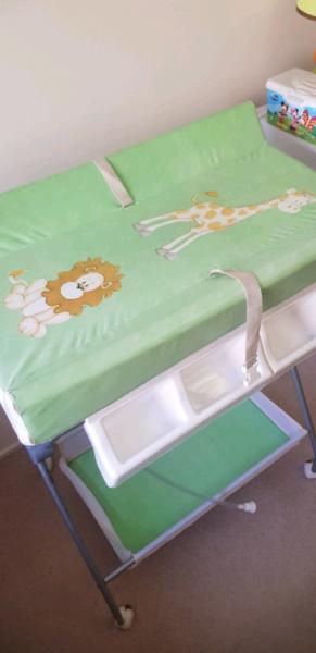 Portable change table with baby bath