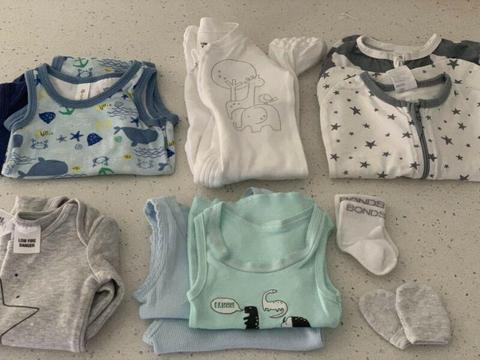 Baby boys clothes & swaddles bundle