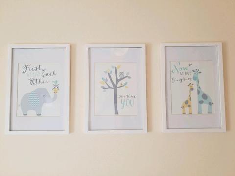 Framed baby nursery pictures