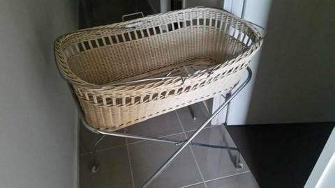 vintage cane bassinet and stand