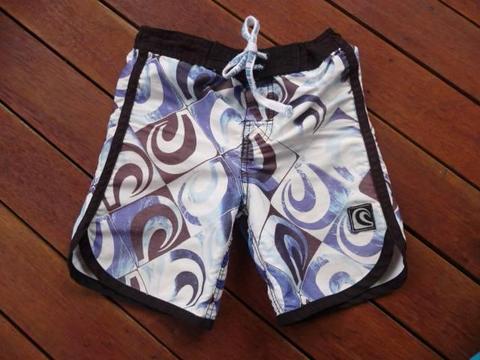 Boys Piping Hot Blue, Black and white Board Shorts Size 3/4 years