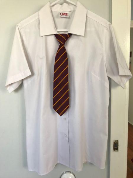 Moreton Bay College tie and white shirt