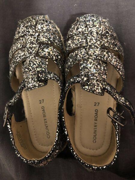 Country Road Glitter Espadrilles girl shoes Size 27 EUC
