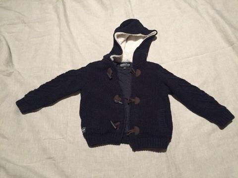 Indie Kids boys padded jacket with fleece lined hood size 2