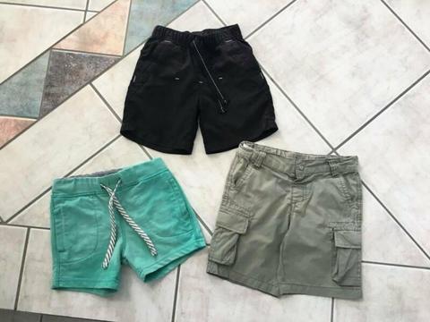 3 x Boys Size 2 Shorts Black Green & Khaki Adjustable Waists