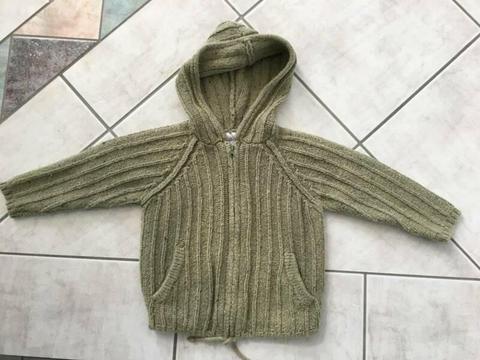Inside Out Knit Boys Size 3 Jacket Cardigan Hoodie Hood Zip Front
