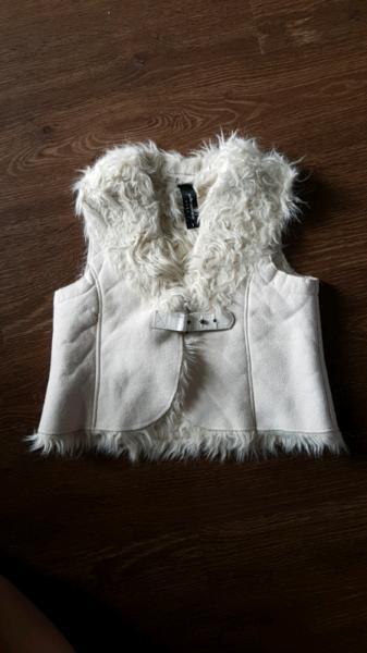 PETER MORRISSEY Luxe Suede Faux Fur Ivory Gilet Vest (Size 1)