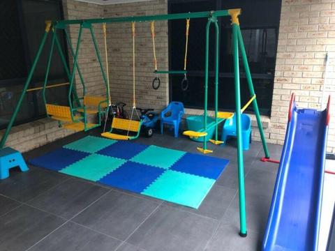 Kids swing set & slide
