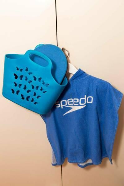 Kids Swimming Gear - Hooded Towel, Carry Bag, Kick Board