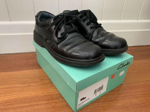Clarks Daytona Black Leather School Shoes - Size 5 F