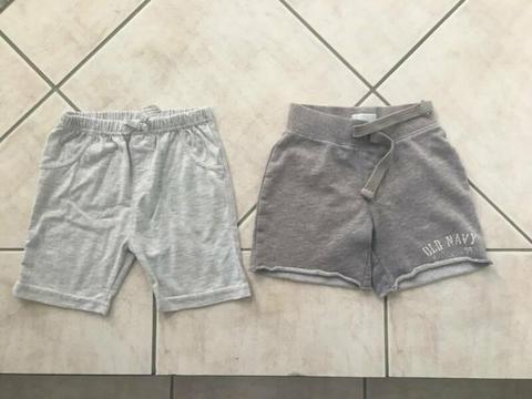 2 x Pairs Boys Size 2 Grey Shorts Soft Pale & Old Navy Sweat Shor