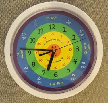 kids clock for teaching how to tell the time