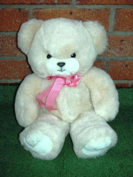 TEDDY BEAR WHITE SOFT & FLUFFY CHILDS PLAY TOY or BED DISPLAY
