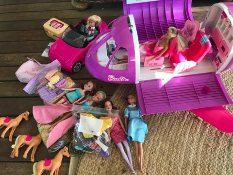 Barbie plane , car and extras