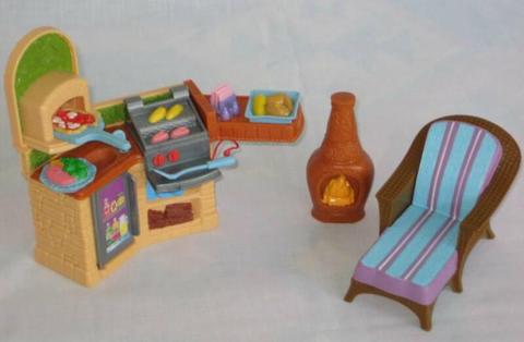 FISHER PRICE LOVING FAMILY DOLL HOUSE OUTDOOR BARBEQUE SET EC
