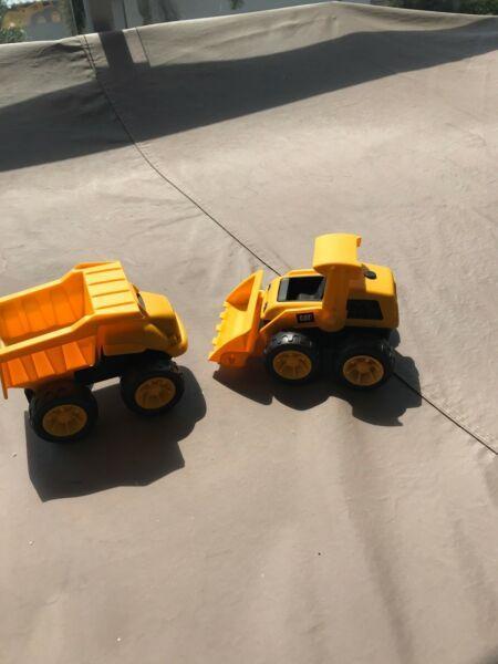 Caterpillar toy dump truck and front end loader